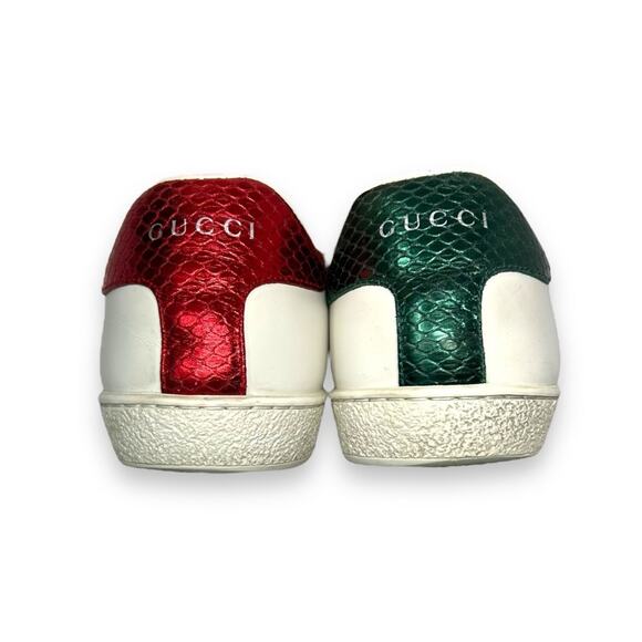 Gucci Ace Web Low Top Sneaker Embroidered Bee Motif White Leather 37.5 Women’s - Picture 5 of 14